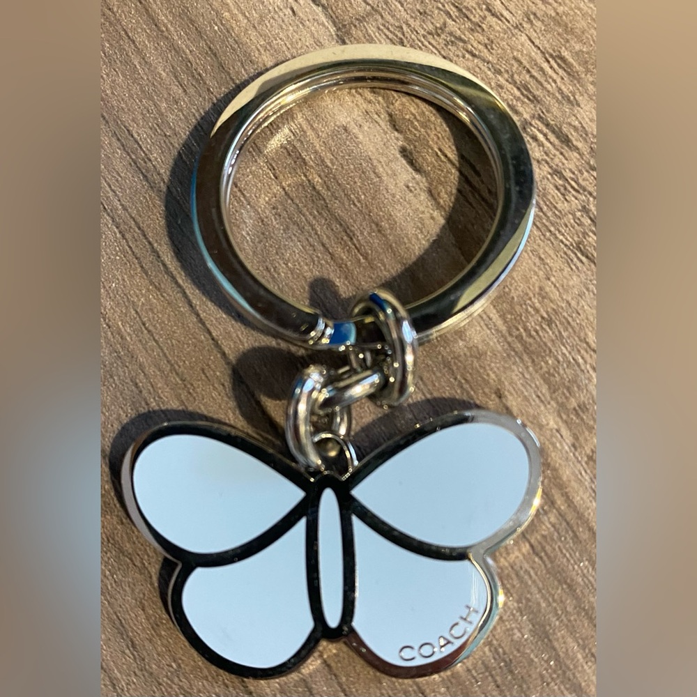 Coach Gold and White Butterfly Key Holder